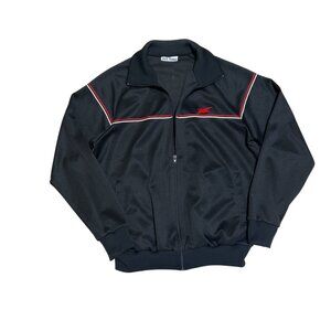 ASICS TIGER Vintage Black + Red White Stripe TRACK Jacket - RETRO Style - Large